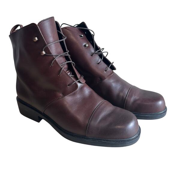 Eddie Bauer Made in Italy Lace Up Cap Toe Brown Leather Boot 11 - Picture 1 of 11